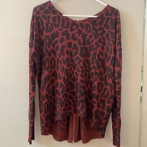 Olivaceous Maroon Leopard Print Sweater